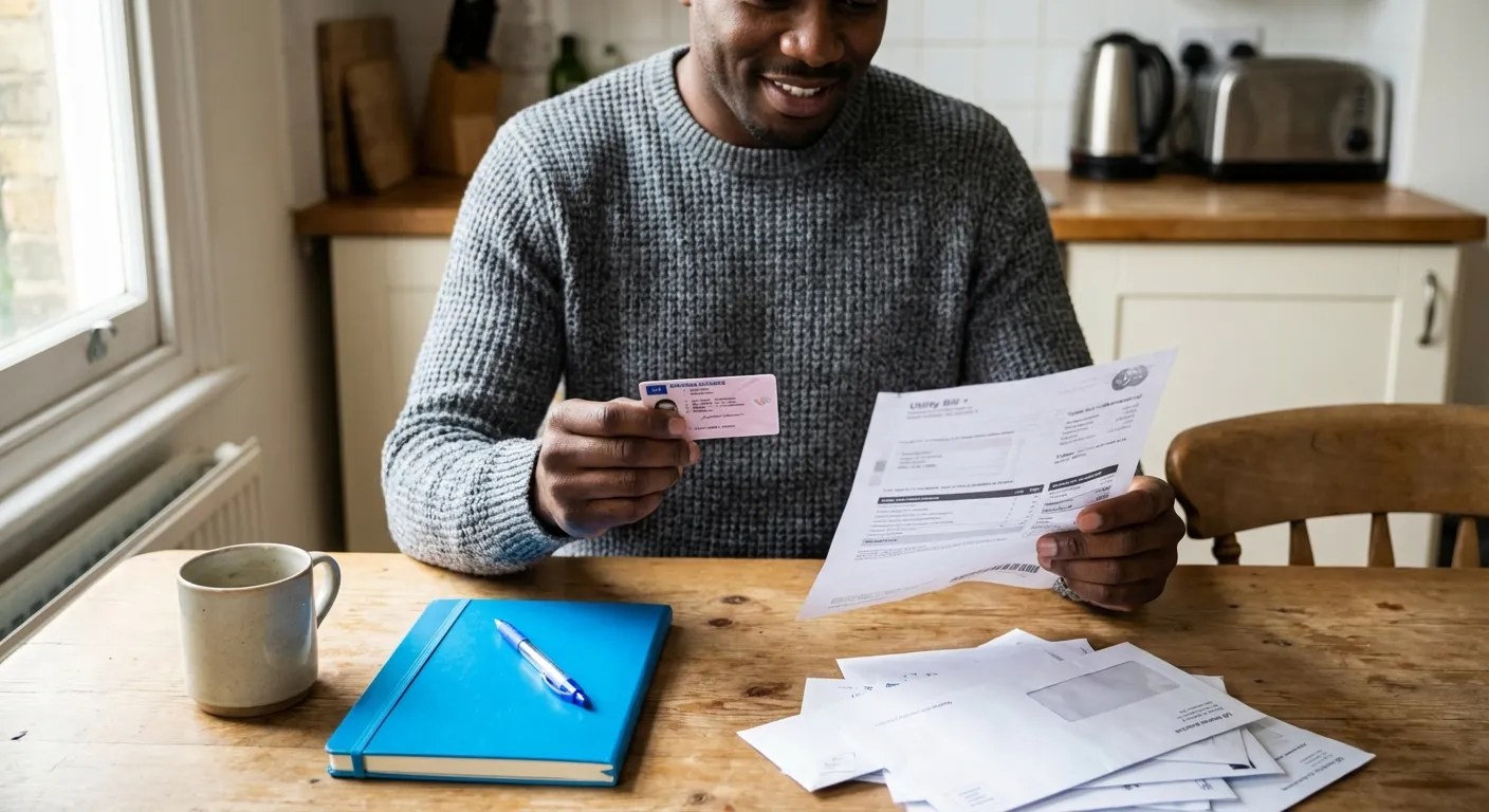 What documents count as proof of address in the UK including driving licence and poll card