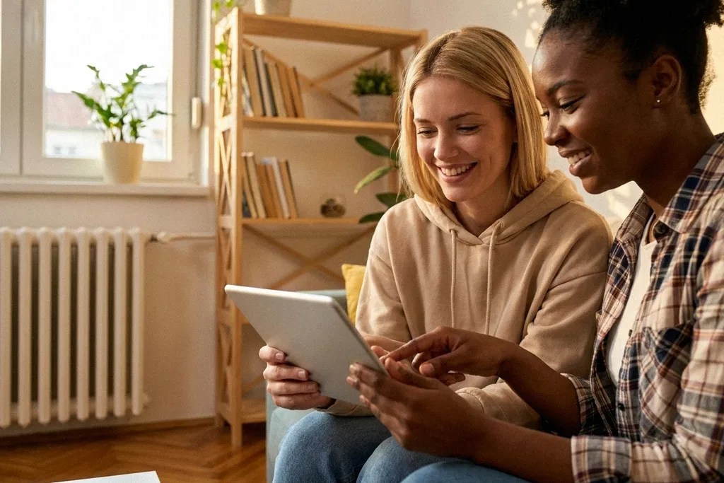 2 friends comparing HSBC international transfers together 