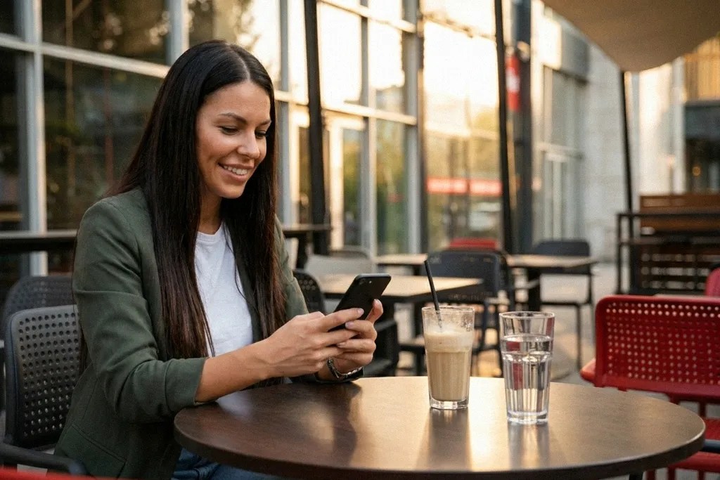 A smiling couple comparing wise v remitly on their laptop